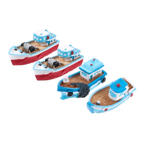 Garneck Miniatur Boote Set – 4 Stück Mini Schiff Modelle Aus Kunststoff Für Puppenhaus Dekoration - Mittelmeer Stil - Perfekte Mikro Landschaftsornamente Für Sandtische Und Sammler von Garneck