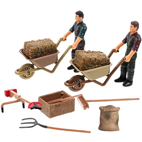 Garneck Miniatur Bauernhof Zubehör Und Bauern Figuren Pädagogisches Spielset Für Jungen Mit Miniatur Gartenwerkzeugen Und Farmmodellen von Garneck