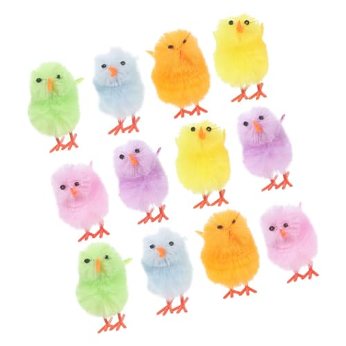 Garneck -Pelzküken: 12 Stück Osterküken Babyküken Flauschige Chenille-Küken Weiche Plüsch-Osterküken Mini-Küken Stofftiere Mini-Küken für -Partygeschenke DIY-Osterdekoration von Garneck