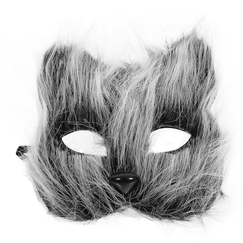 Garneck Plüsch-Fuchs-Maske Halbgesichts-Tiermaske Katzen-Fuchs-Cosplay-Maske Tiermasken Maskerade-Maske Für Halloween Weihnachten Karneval Neujahr Cosplay-Requisiten von Garneck