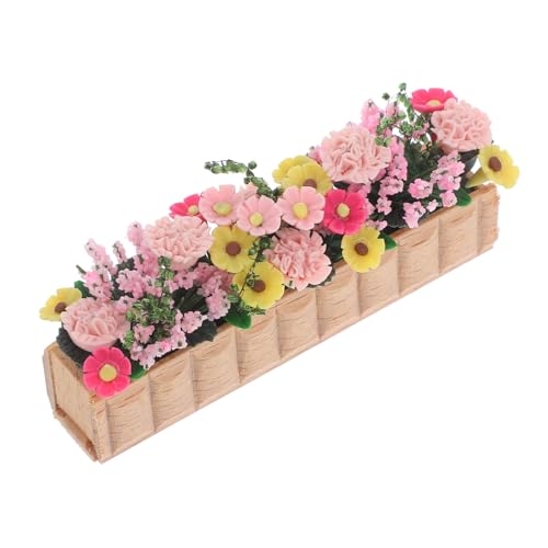 Garneck Puppenhaus aus Holz Topfblume Puppenhausblumen im Freien Modell Fee bescherung Weihnachten weinachts kunstpflanze kleine Hausdekoration Mini-Blumenbeete Pflanzen Colorful von Garneck