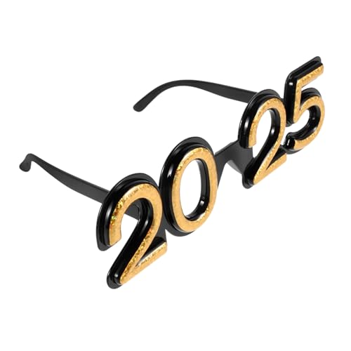 Garneck Silvester-partybrille Neuartige Sonnenbrille Lustige Zahlenbrille Abschlussbrille 2025 Nummernbrille Frohes Neues Jahr Sonnenbrille Partyzubehör Für Silvester 2025 Golden STK von Garneck