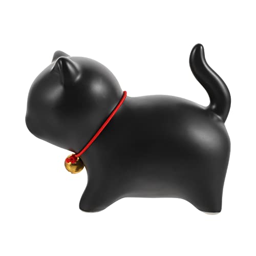 Garneck Tee Haustier Katzenfrau Münze Neon-katzenlicht Hallo Figuren Katzen-denkmal Getigert Ornament Katzenkunst Mini-glückskatzenfigur Jumbo Türstütze Für Katzen Keramik Black von Garneck