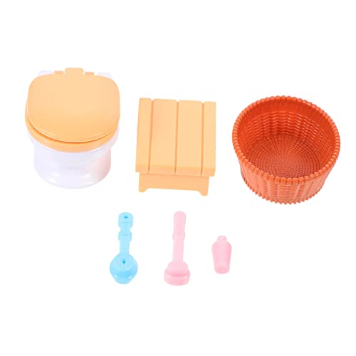 Garneck Teiliges Mini Badezimmermöbel Set Aus Holz Für Puppenhäuser Miniatur Toilette Und Deko Für Mini Ornamente Für Kreative Rollenspiele von Garneck