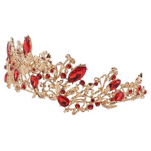 Garneck Vintage Barock Krone in Rot Und Gold - Elegantes Strass Haarschmuck Für Hochzeit - Prinzessinnen Und Besondere Anlässe Perfekt Als Tiara Für Damen Und Mädchen von Garneck