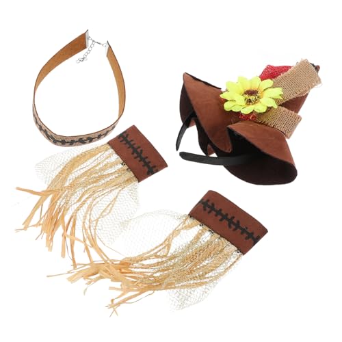 Garneck Vogelscheuche Kostüm Damen Set - Inklusive Strohhut - Choker Halskette Und Armband Für Ein Perfektes Halloween Outfit Ideal Für Cosplay Und Partys von Garneck