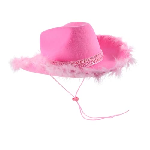 Garneck Western- -Hut frauenmützen women's hats & caps herrenmützen the hat hatset Western-Cowgirl-Hut Frauen-Cowgirl-Hut Performance-Kostümzubehör Cowgirl-Kostüm Damenhüte Stoff Rosa von Garneck