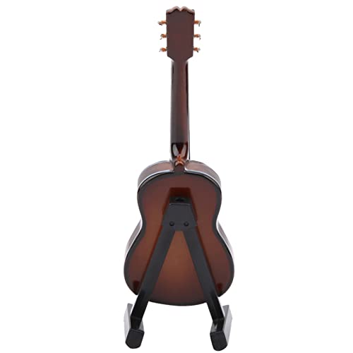 Miniatur Gitarre Modell Holz Musikinstrument mit Stand und Box Kinderzimmer Dekoration Kleine Handwerk Ornamente Wohnkultur (Braun 10cm) von Garosa