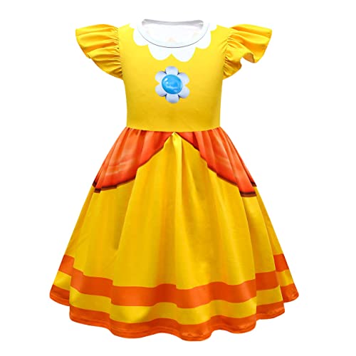 Garperkids Prinzessinnen-Kostüm für Mädchen, Flatterärmel, gelbes Kleid, Sommer, lässiges Kleid, Party, Verkleidung, Kinder-Outfits von Garperkids