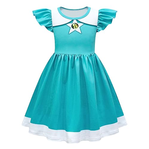 Garperkids Rosalinaaaaaa-Kostüm für Mädchen, Flatterärmel, blaues Kleid, Sommer, Freizeitkleid, Partykleid, Blau, L von Garperkids