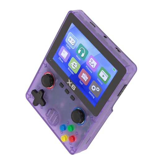 Handheld-Spielekonsole, Retro-Konsole mit 3,5-Zoll-IPS-Bildschirm, Integrierte 11 Emulatoren, 32-GB-Speicherkarte, Dual-3D-Joystick, Leistungsstarker Chip, 2000-mAh-Akku (violett) von Garsent