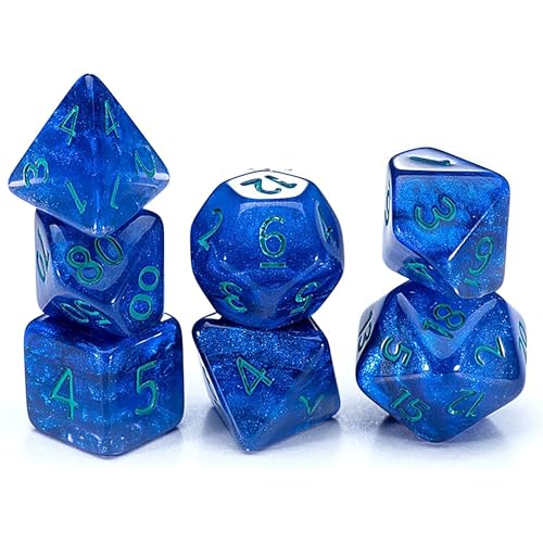 Gake Keeper Spiele & Würfel: Sui Generis Würfel – Astraldrache – Indigo – 7-teiliges Harz-Würfel-Set, holografischer Glitzer, 4 Schichten, Rollenspiel-Zubehör von Gate Keeper Games & Dice