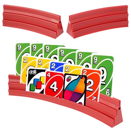 4 Stück Kartenhalter Spielkarten 3 Rampen Spielkartenhalter zum Hinstellen Stackbar mit Magnetische Montage Spielkartenhalter Poker/UNO für Senioren Kinder Arthritis Feiern von Gatphy