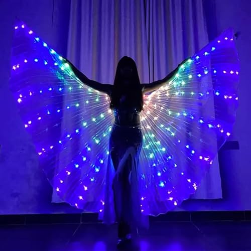 LED Flügel für Erwachsene 360° mit Leuchtende Always-On-Modus Blinklichtmodus Regenbogen mit Teleskopstangen für Halloween Karneval Kostüm Bauchtanz Cosplay (Farbe Erwachsener) von Gatphy