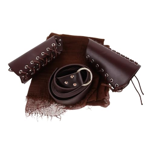Gatuida 1 Satz Mittelalterliches Kostüm Zubehör Set Teiliges Cosplay Set mit Kapuze Armschienen und Gürtel für Halloween und Kostümpartys aus PU für Ritter Themenveranstaltungen Gatuida 1 Satz Mittelalterliches Kostüm Zubehör Set Teiliges Cosplay Set mit Kapuze Armschienen und Gürtel für Halloween und Kostümpartys aus PU für Ritter Themenveranstaltungen von Gatuida