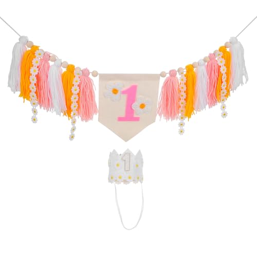 Gatuida 1 Set Boho Daisy Hochstuhl-Banner für Babys ersten Geburtstagsparty-Zubehör mit Kronenhut-Quasten-Wimpelkette Blumendekorationen für Kindergeburtstage Gatuida 1 Set Boho Daisy Hochstuhl-Banner für Babys ersten Geburtstagsparty-Zubehör mit Kronenhut-Quasten-Wimpelkette Blumendekorationen für Kindergeburtstage von Gatuida