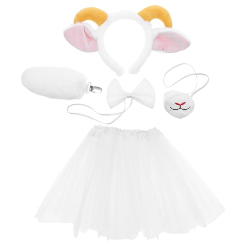 Gatuida 1 Set Plüsch-Lamm-Kostümzubehör-Set, Lammohren, Stirnband, Fliege, Mund, Rock, Schafhorn, Cosplay-Kostüm, Haarband, Kopfbedeckung, Foto-Requisiten Gatuida 1 Set Plüsch-Lamm-Kostümzubehör-Set, Lammohren, Stirnband, Fliege, Mund, Rock, Schafhorn, Cosplay-Kostüm, Haarband, Kopfbedeckung, Foto-Requisiten von Gatuida