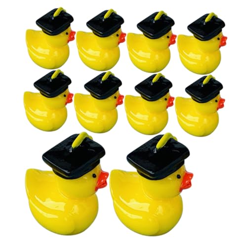 Gatuida 10 Stück Abschlusshut Duckling Ornamente Mikrospielzeug Mini-Dinge Kleine Ente Ornamente Miniaturtiere zum Verstecken Mini-Puppenhauszubehör süße Minidinger Harz Yellow von Gatuida