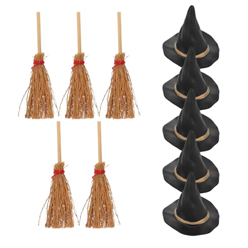 Gatuida 10 Stück Kleiner Hexenhut und Mini-Besen: Halloween-Zaubererkappe – Hexenkostüm-Zubehör zum Basteln von Halloween-Dekorationen Gatuida 10 Stück Kleiner Hexenhut und Mini-Besen: Halloween-Zaubererkappe – Hexenkostüm-Zubehör zum Basteln von Halloween-Dekorationen von Gatuida