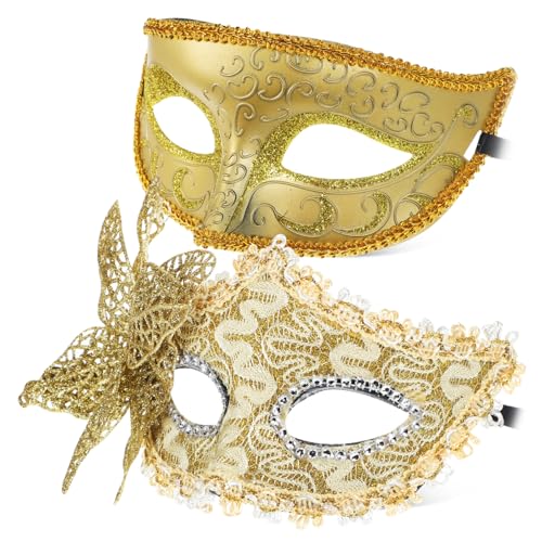Gatuida 2 Stück Venezianische Maske für Leichtem Kunststoff Wiederverwendbare Masken mit Goldfarbenem Muster und Gelber Schmetterlings Damenmaske für Karneval Maskenball Halloween und Gatuida 2 Stück Venezianische Maske für Leichtem Kunststoff Wiederverwendbare Masken mit Goldfarbenem Muster und Gelber Schmetterlings Damenmaske für Karneval Maskenball Halloween und von Gatuida