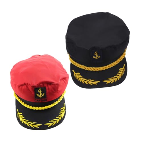 Gatuida 2 Stück Verstellbare Matrosenmütze mit Einzigartiger Stickerei Kapitänsmütze für Damen und Herren Schwarze und Rote Nautische Kappe für Cosplay Bühnenauftritte Nautische Gatuida 2 Stück Verstellbare Matrosenmütze mit Einzigartiger Stickerei Kapitänsmütze für Damen und Herren Schwarze und Rote Nautische Kappe für Cosplay Bühnenauftritte Nautische von Gatuida