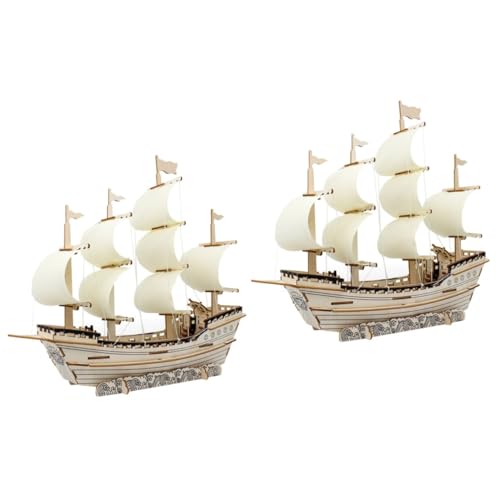 Gatuida 2 Stück hölzernes Segelboot Boot Boote Segelschiff Puzzle DIY Holzspielzeug nautisch Spielzeugboot Modell eines Segelbootes aus Holz Modelle für Erwachsene von Gatuida