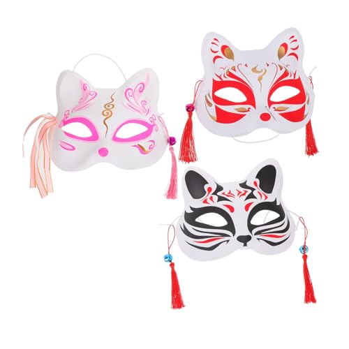 Gatuida 3 Stück Teiliges Halbgesichtige Handbemalte Japanische Katzen-fuchs-masken aus Kunststoff Bequemes Tier-cosplay-zubehör für Halloween-Party und Rollenspiele Geeignet für Erwachsene Gatuida 3 Stück Teiliges Halbgesichtige Handbemalte Japanische Katzen-fuchs-masken aus Kunststoff Bequemes Tier-cosplay-zubehör für Halloween-Party und Rollenspiele Geeignet für Erwachsene von Gatuida