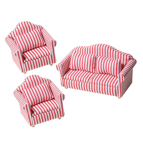 Gatuida Miniatur Sofa 3 Stück Rote und Weiße Streifen Puppenhaus Möbel für Kinder Robustes Design für Spielzeughäuser Gatuida Miniatur Sofa 3 Stück Rote und Weiße Streifen Puppenhaus Möbel für Kinder Robustes Design für Spielzeughäuser von Gatuida