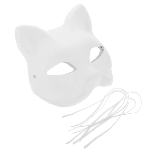 Gatuida Maske 5 Katzenmasken Anmalen – Weiße Diy Papiermasken Für Cosplay - Halloween Partys – Leere Kunstmasken Für Kreative Gestaltung Designs von Gatuida