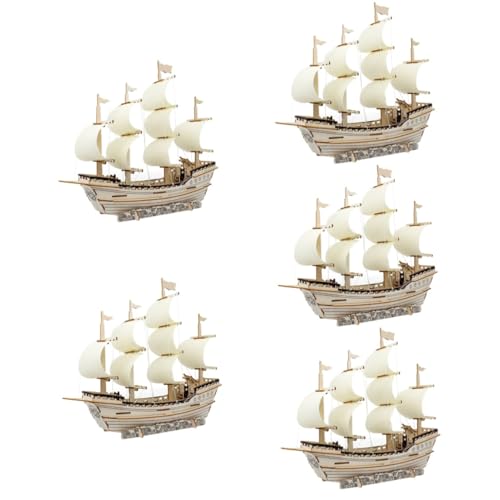 Gatuida 5 Stück Segelboot-puzzlemodell Nautisch Modellbausätze 3D-Puzzles Für Erwachsene Schiffsrätsel Für Erwachsene 3D-Puzzle-Schiff 3D-Puzzles Aus Holz Puzzle-Modelle Hölzern von Gatuida