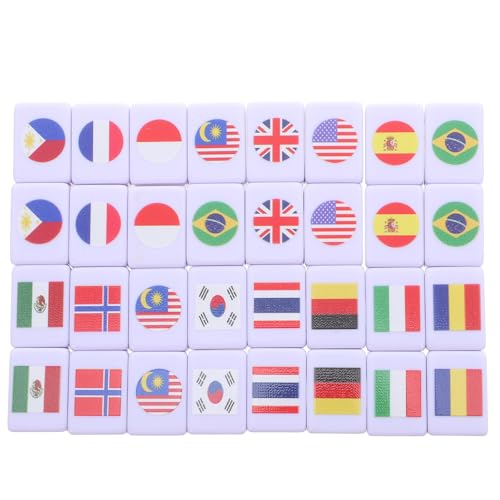 Gatuida 64-teiliges Mahjong-Set für 2 Spieler, Brettspiel mit Länderflaggen, 24 mm Nationalflaggen-Melamin-Kacheln, lustiges Zuordnungsspiel für Familienfeiern, Urlaub, pädagogische Geographie Gatuida 64-teiliges Mahjong-Set für 2 Spieler, Brettspiel mit Länderflaggen, 24 mm Nationalflaggen-Melamin-Kacheln, lustiges Zuordnungsspiel für Familienfeiern, Urlaub, pädagogische Geographie von Gatuida