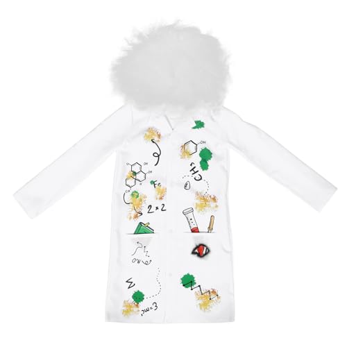 Gatuida Arztkittel für Kinder: Wissenschaftlerkostüm – Weißer Laborkittel, Arztkarriere-Outfit mit Perücke für Halloween-Rollenspiele Gatuida Arztkittel für Kinder: Wissenschaftlerkostüm – Weißer Laborkittel, Arztkarriere-Outfit mit Perücke für Halloween-Rollenspiele von Gatuida