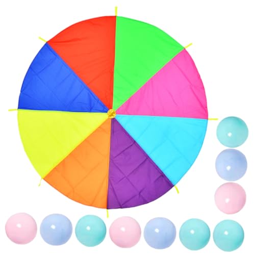 Gatuida Buntes Regenbogen Fallschirm für Robustes Trainingsgerät für Drinnen und Draußen Fördert Muskelaufbau und Kooperatives Bunter Bälle für Kindergarten und Familie Zufällige Farbe Gatuida Buntes Regenbogen Fallschirm für Robustes Trainingsgerät für Drinnen und Draußen Fördert Muskelaufbau und Kooperatives Bunter Bälle für Kindergarten und Familie Zufällige Farbe von Gatuida