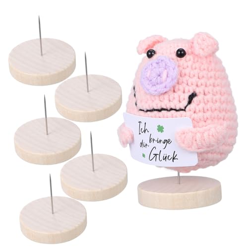 Gatuida Häkelpuppenständer 6Er-Set Doppelte Metall-Nadelfilz-Puppen-Display-Halter Ständer Holzsockel Für Action-Figuren Puppen-Vitrine Stützhalterung von Gatuida