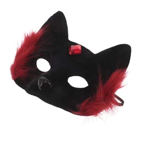 Gatuida Halloween Katzenmaske Halbgesicht Katzenkostüm Maske für Erwachsene Einzigartiges Rotschwarzes Design Leichte Cosplay Masquerade für Halloween Party für Erwachsene Gatuida Halloween Katzenmaske Halbgesicht Katzenkostüm Maske für Erwachsene Einzigartiges Rotschwarzes Design Leichte Cosplay Masquerade für Halloween Party für Erwachsene von Gatuida