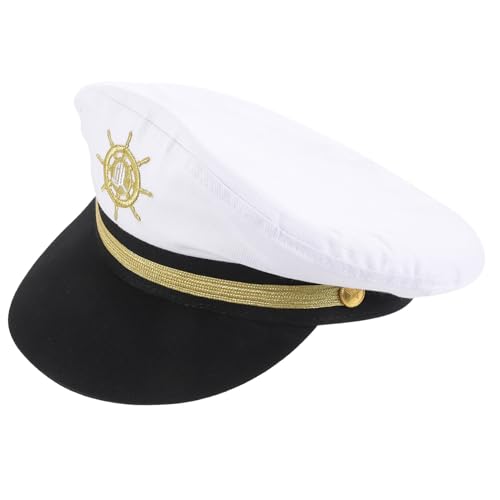 Gatuida Kapitänsmütze Weiß Unisex Leicht Atmungsaktiv Verstellbar Cosplay Marinekostüm Party Bühnenauftritt Seglerhut Yacht Hut für Damen Herren Gatuida Kapitänsmütze Weiß Unisex Leicht Atmungsaktiv Verstellbar Cosplay Marinekostüm Party Bühnenauftritt Seglerhut Yacht Hut für Damen Herren von Gatuida