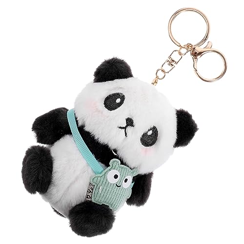 Gatuida Kawaii Panda Schlüsselanhänger Plüsch Rucksack Anhänger Für Süßes Stofftier Mit Blauem Rucksack Zufällige Schlüsselanhängerfarbe von Gatuida