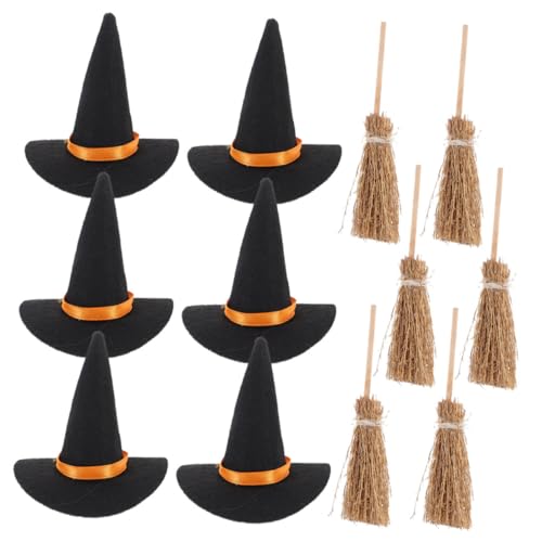 Gatuida Mini Hexenhut und Besen Set Halloween Dekoration Teilig Mini Filz Hexenhüte und Besen für DIY Basteln Tisch Dekorationsset für Kleine Räume Büro Zuhause Gatuida Mini Hexenhut und Besen Set Halloween Dekoration Teilig Mini Filz Hexenhüte und Besen für DIY Basteln Tisch Dekorationsset für Kleine Räume Büro Zuhause von Gatuida