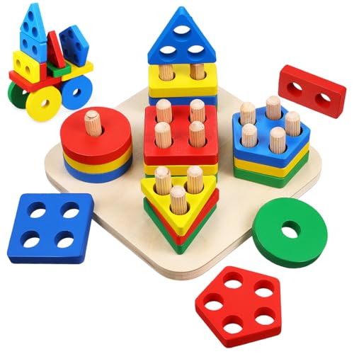 Gatuida Montessori Holzspielzeug Stapelspiel Geometrische Formen Sortierspiel Farbige Bausteine Pädagogisches Lernspielzeug für Kleinkinder Ab Jahr zur Kognitiver Fähigkeiten Gatuida Montessori Holzspielzeug Stapelspiel Geometrische Formen Sortierspiel Farbige Bausteine Pädagogisches Lernspielzeug für Kleinkinder Ab Jahr zur Kognitiver Fähigkeiten von Gatuida