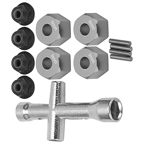 Gavigain 12-mm-Rad-Sechskant-Naben-Adapter, 9 mm Dicke Aluminiumlegierung, M4-Flansch-Sicherungsmuttern, Kreuzschlüssel-Set, Upgrade-Teile-Set für RC-Automodell 1/10 (You Color) von Gavigain