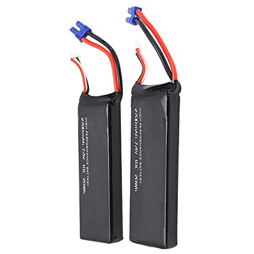 Gavigain 7,4 V 2700 mAh Li-Po-Akku für Hubsanz, 2 Stück LiPo-Akku mit hoher Kapazität, wiederaufladbarer LiPo-Akku für H501 RC Quadcopter-Drohne von Gavigain