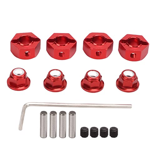 Gavigain RC-Car-Rad-Sechskantnabe, Aluminium-Rad-Sechskantnaben, 12-mm-Verlängerungs-Sechskantantriebsadapter mit rutschfesten Schrauben für 1/10 1/12 RC-Car-Rad (Rot) von Gavigain