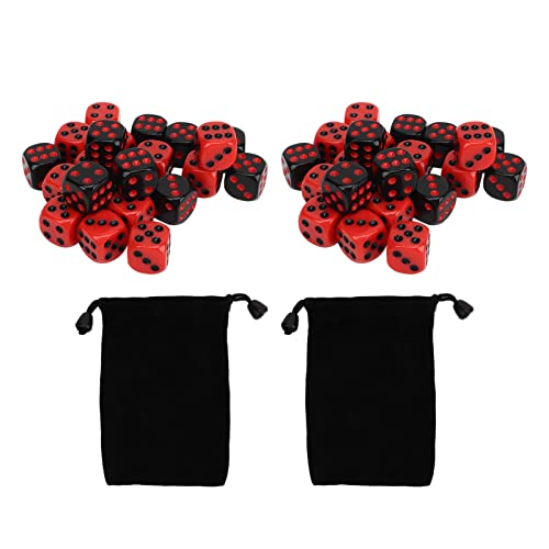Gavigain Würfel-Set, 48 Stück, 6-seitige Würfel aus schwarzem und rotem Kunststoff, wasserdichtes Tischspiel-Würfel-Set für Party, Bars, Clubs von Gavigain