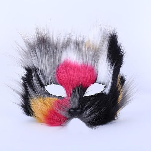 Gaweco 1 x Fuchs-Gesichtsmaske für Damen, Cosplay-Kostüm, Zubehör, Kunststoff, für Maskerade, Bühnenaufführung, Party-Dekoration (schwarz rot) von Gaweco