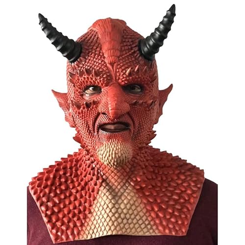 Gaweco Belial Maske Teufel Herr der Lügen Masken Latex Kopfbedeckung Cosplay Requisiten Kostüm für Erwachsene Halloween von Gaweco