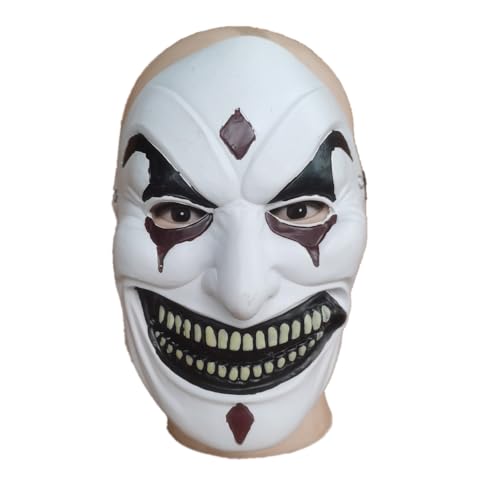 Gaweco Evil Joker Narr Maske Clown Gesichtsmasken mit Gummiband Latex Halloween für Erwachsene Weiß von Gaweco