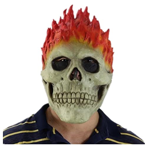 Gaweco Ghost Flame Skull Maske Latex Helm Cosplay Requisiten Kostüm für Erwachsene Halloween von Gaweco
