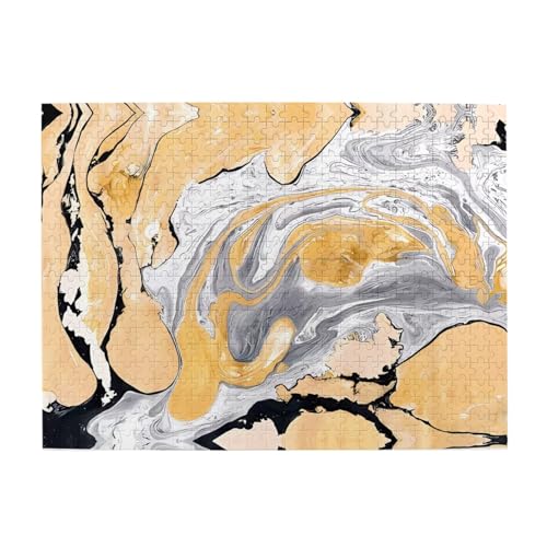 Black Golden Marble Ink Picture Puzzle - Engaging & Customized Puzzle for Adults - Intellectual 500 Pieces Jigsaw Puzzle - Fun von GaxfjRu