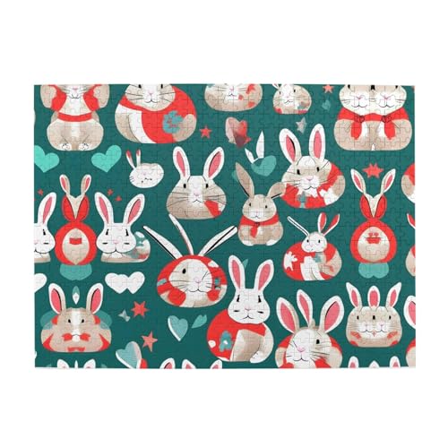 Bunny Rabbits Engage Your Mind - Individuelles 500-teiliges Bilderpuzzle, Puzzle für Erwachsene Kinder, lustig, pädagogisch von GaxfjRu