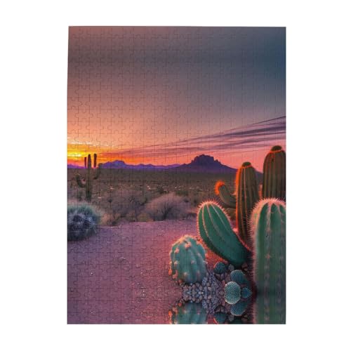 Cactus Desert Sunset Customized Picture Puzzle - Enticing Jigsaw Puzzle - Ideal for Family Leisure 500 Piece Puzzles for Adults Clearance von GaxfjRu